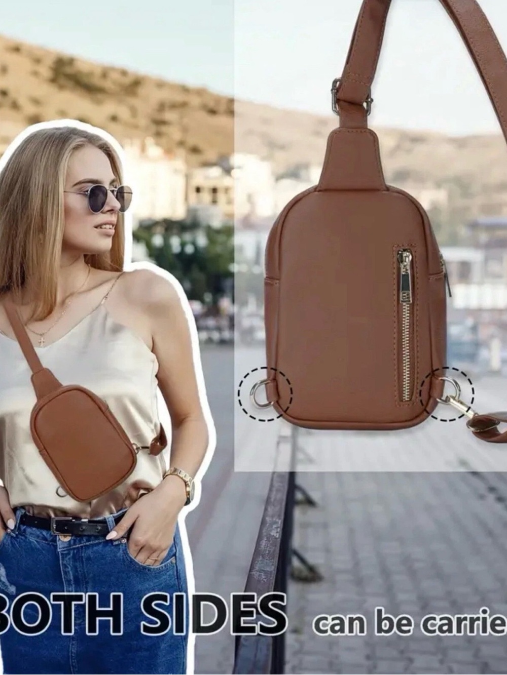 Brown Crossbody Sling Bag for Women